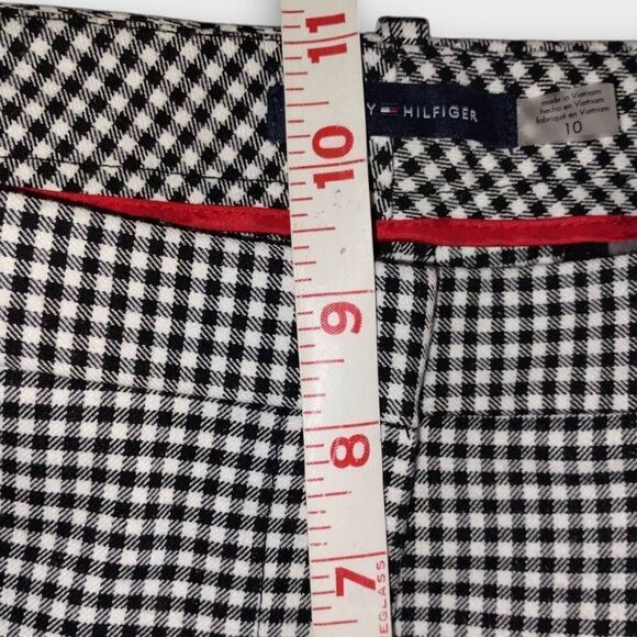 Tommy Hilfiger Womens Pants Sz 10 Black‎ White Checked Straight Stretch Classic - Picture 12 of 12